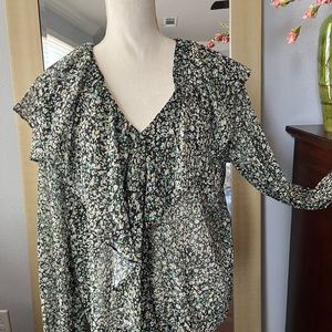 Top Shop Ruffled Floral Blouse Size M